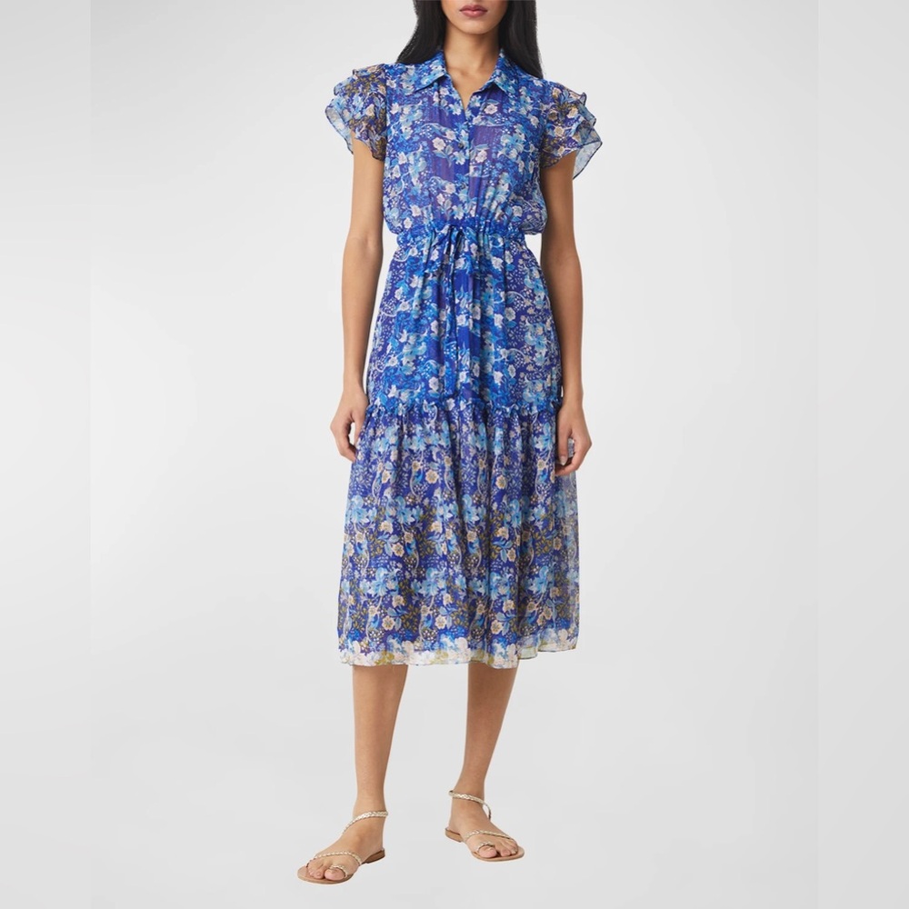 Like-new Misa Los Angeles Viola Dress in Lapis Ombre Blue Floral Midi L Revolve
